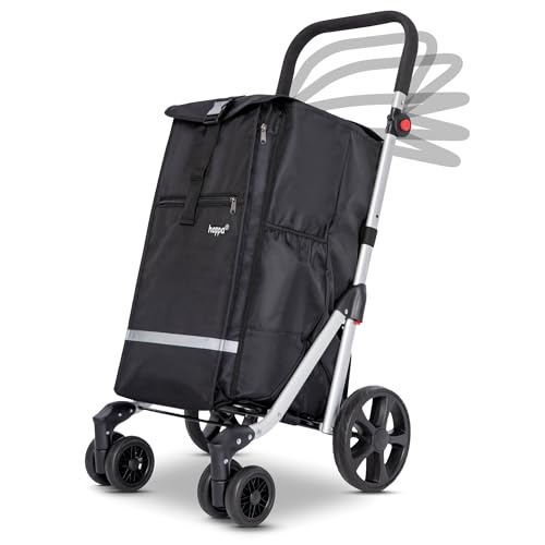 Hoppa Leichter Einkaufstrolley 74L, Modell 2024, strapazierfähiger und zusammenklappbarer Schiebe-/Ziehwagen für einfache Lagerung, mit 1 Jahr Garantie