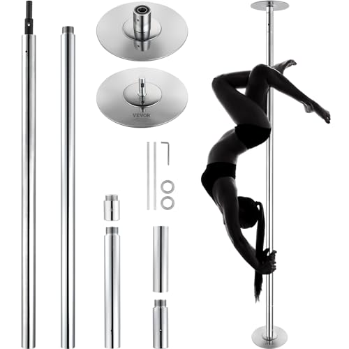 VEVOR Professionelle Tanzstange, Pole Dance Tragbare Tanzstange Profi ca. 210,5–278,4 cm Höhenverstellbare Abnehmbare Fitnessstange Spinning Fitness Silber, Tanzstange Fitnessstudios, Club, Party