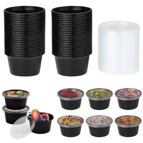 Jogoico 50 Stk. Aufbewahrungsdosen mit Deckel, 4 OZ Frischhaltedosen Auslaufsichere Container Mikrowellengeeignete Kunststoffbehälter Kühlbare Kleine Dosen für Soßen Dips Gewürze Wiederverwendbar