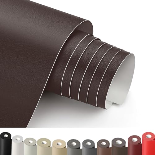 Leder Reparatur Set Kaffee, 30 x 100 cm Kunstleder Selbstklebend, Lederflicken Selbstklebend, Kunstleder Reparaturset, Leder Patch für Sofa, Möbel, Autositze, Jacken, Handtaschen.