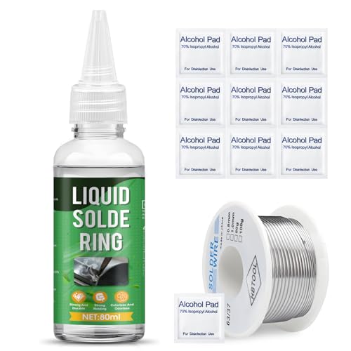 Flux Flussmittel, Lötfett Flussmittel mit 50 G Lötdraht, Flüssig No Clean Lötpaste Flussmittel für BGA, IC, CPU, PCB, SMD, Haushaltsgerätereparaturen, 80ML