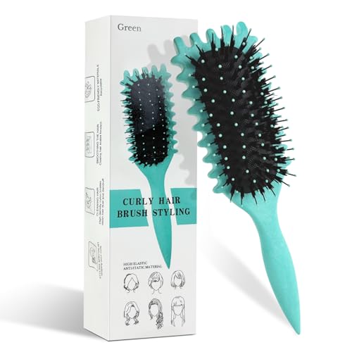 CNMTCCO Curly Hair Brush, Lockenbürste, Curl Defining Brüsh, Haarbürste zum Kämmen und Formen, Wildschweinborsten Haarbürste, Nylonborsten, Lockenverstärker, Haarbürste zum Entwirren für Frauen