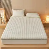 Rutschfester Matratzentopper Aus Hochdichtem Memory Foam, Queen-Matratzenauflage Aus Memory Foam, Atmungsaktiver Weicher Mikrofaserschutz Mit Abnehmbarem Bezug(White,150x190cm/59x75)