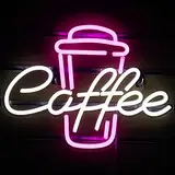 Ineonlife Kaffee Leuchtreklame Neonlicht LED Wort Neonschild für die Wand Coffee Neon Bar Schild Rosa Weiß LED Wandkunst für Café Dekor Neon Sign for Bier Bar Club Restaurant