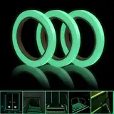 ZOCONE 3 Rollen Fluoreszierendes Klebeband, 10mm x 10M Neon Klebeband, Wasserdicht Selbstklebend Glow in the Dark Tape Markierungsband für Treppen Wänden Partydeko Bühnenbedarf ((Fluoreszenz Farben))