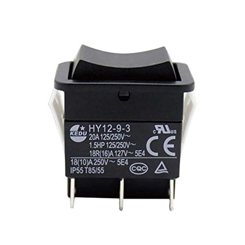 1 Stück Kippschalter Ein-Aus-Ein,Wippschalter, HY12-9-3,125/250V,18A/20A Rocker Kippschalter Runde Schalter Wippschalter Button,für Auto RV Truck Boot