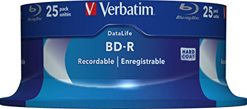 Verbatim BD-R SL Blu Ray Rohlinge, Datalife Blu Ray Disc mit 25 GB Datenspeicher, kompatibel mit Blu Ray Playern und Brennern sämtlicher Hersteller, 25er Pack Spindle