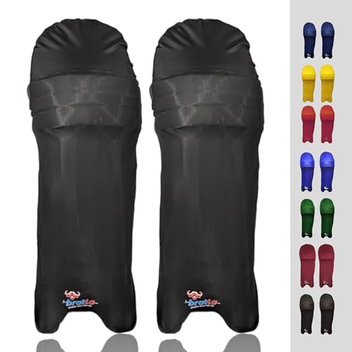 Bratla Cricket-Schlagpolster-Abdeckungen, schwarze Abdeckungen für Cricket-Pads für Männer, Schlagfarbe, passt ordentlich auf Beinschutz, einfach anzuziehen