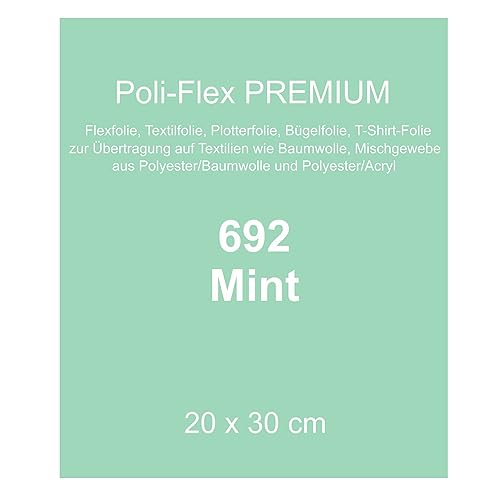 Generisch [30,00 €/m²] Bügelfolie Textilfolie Flexfolie Poli-Flex Premium mint grün 30x20cm Textilveredelung T-Shirt aufbügeln Bügelbild Plotterfolie bügeln