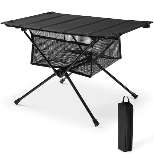 Campingtisch klappbar - Campingtisch faltbar mit Netzablage & Tragetasche | Klein & Ultraleicht (60 x 40 x 39,5 cm) | Ideal für Outdoor, Grillen, Angeln & Wandern