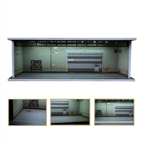 1/64 Diorama Garage Modell, mit LED-Beleuchtung Auto Showroom Parkplatz Szene Modell, 1/64 Skala Diecast Garage Display Case, für Hot Wheels Modell Auto, Display Modell Vitrine (Undergound Garage)