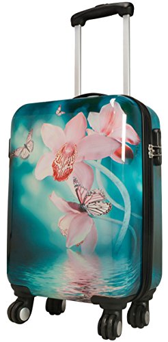 Bowatex Kleiner Trolley Handgepäck Reisekoffer Orchidee Blumen Koffer 55 cm