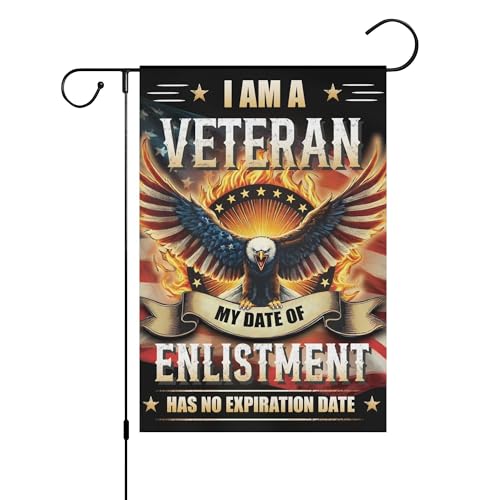Veteranenadler-Gartenflagge, doppelseitig, 32,5 x 45,7 cm, Militärdienst, Datum der Einberufung, dekorative Flagge, patriotische Streitkräfte, Armee, Marine, Luftwaffe, Küstenwache, Militär,