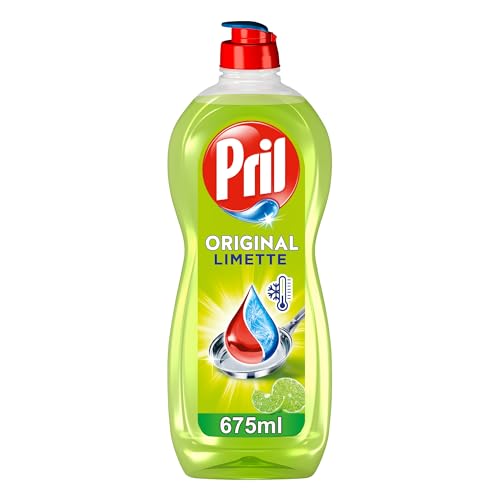 Pril Original Limette (675 ml), Handgeschirrspülmittel mit höchster Fettlösekraft, für sauberes Geschirr auch in kaltem Wasser, frischer Limettenduft