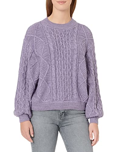 Wrangler Women's Balloon Sleeve KABLE Knit Sweater, Bougainville Purple, Large