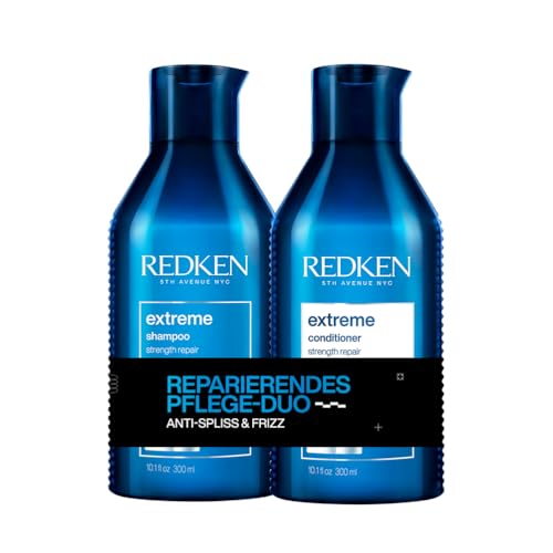 Redken | Pflegeset für sprödes und geschädigtes Haar, Anti Haarbruch, Mit Interlock Protein Network, Extreme Shampoo 300 ml & Conditioner 300 ml