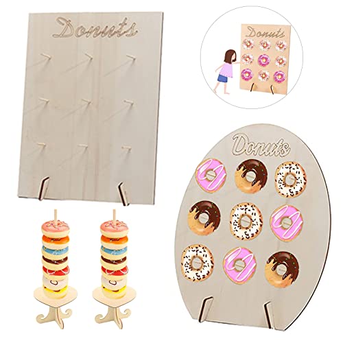Lostwry 4 Stück Donut Ständer Holz Donut Wandhalterung Donuts Halter Donut Dekoration Kann Donut Wand für Hochzeiten Geburtstage Partys Jubiläen Resaurants Partydekoration