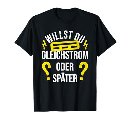 Elektrotechniker & Elektroinstallateur Geschenke Elektriker Elektromeister Gleichstrom Elektroniker | Strom T-Shirt für Herren, Schwarz, S, Halbarm, V-Ausschnitt, Klassisch, lustig, Buchstabenmuster