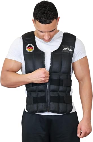 DH FitLife Verstellbare Gewichtsweste 20KG zum Muskelaufbau u. Krafttraining | Weighted Vest | Laufweste Damen Herren | Fitness Trainingsweste