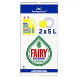 Fairy Professional Lemon Handgeschirrspülmittel, 20L (2er Pack x 2 x 5L), für den Einsatz in Gewerblichen Küchen, reinigt jeweils bis zu 50.000 Teller, selbst bei hartnäckigem Fett