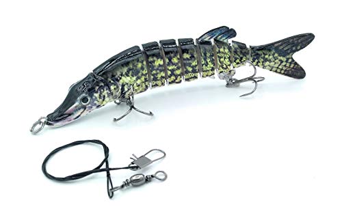 SIMSA-Expert Hecht Wobbler | Swimbait Kunstköder Shad (13cm, 17g) | Stahlvorfach (30cm) | Set für Barsch Zander