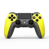 NK Wireless Controller für PS4 / PS3 / PC/Mobile - Wireless Controller mit Dualshock, 6-Achsen-Erkennungsfunktion, LED-Licht, Touchpanel, Kopfhörerbuchse, inkl. Ladekabel - Gelb