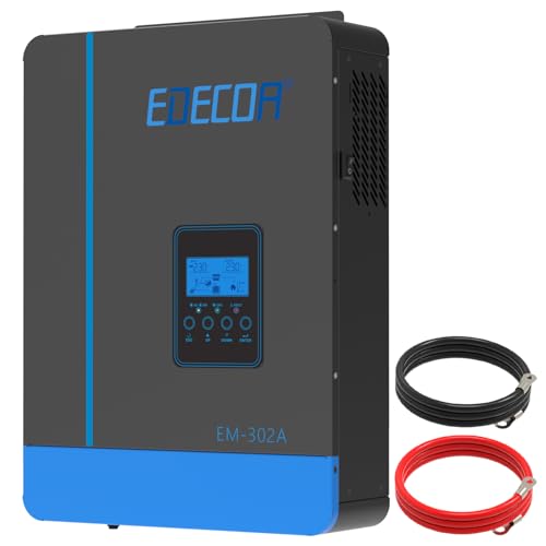 EDECOA Hybrid Wechselrichter 3000w 24v 230v 4200VA Solarladegerät MPPT 80A Pur Sinus 55-450Vdc Off-Grid BMS Kommunikation Batterieladegerät Netzpriorität Solarladeregler (WiFi kompatibel)