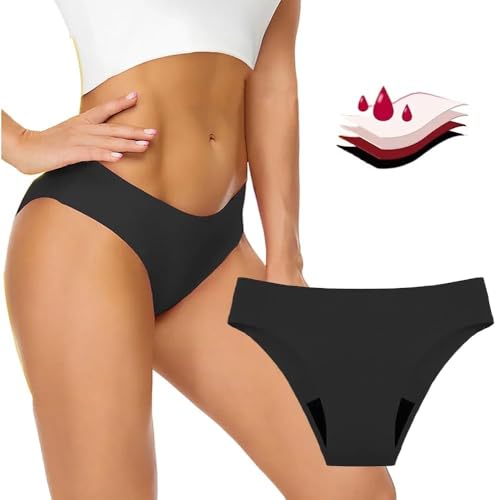 Menstruationsbadeanzug für Frauen, Bikinis und Unterhosen für Frauen, auslaufsichere Menstruationsunterwäsche, Bikinihosen wasserdicht (DE/NL/SE/PL, Alphanumerisch, S, Regular, Regular, Schwarz)