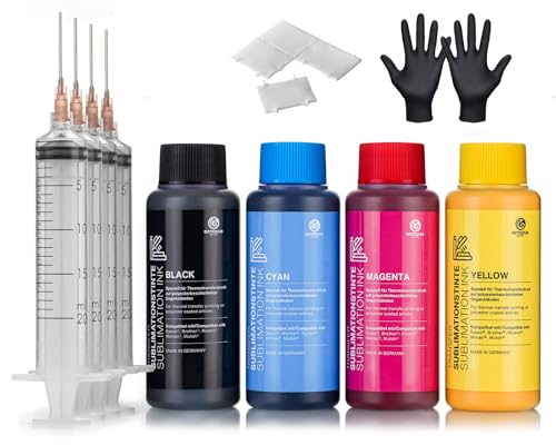 4X 100 ml Sublimationstinte für Textildruck, Transferdruck, Sublimation Ink kompatibel für Epson, Brother, Roland, Mimaki, Mutoh, CMYK