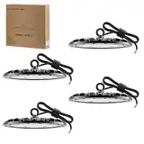 4er 100W UFO LED Werkstattlampe, 6500K Kaltweiß UFO LED Strahler LED Hallenstrahler, 10000LM Hohe Helligkeit LED Industrielampe LED High Bay Licht für Werkstätten, Fabrikhallen, Hallenstadion