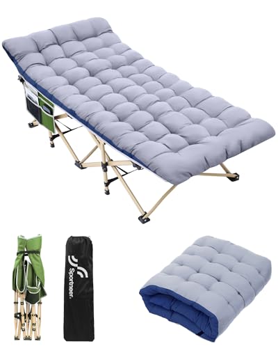 Sportneer Feldbett Klappbett mit Auflage, 188 X 71cm 204KG Set of Campingbett Feldbett Klappbar XXL mit Faltbare Matratze Camping für Erwachsene, Outdoor, Garten, Camping, Reisen, Indoor