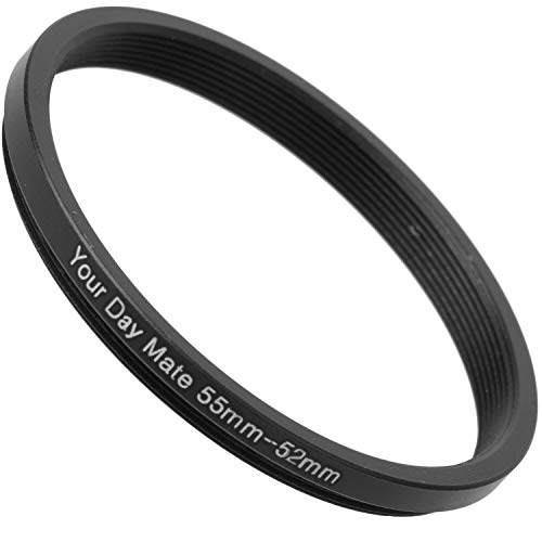 Step Down Ring, 1 Stück, Ø 55 auf 52 mm Durchmesser, Ultra Slim Design, aus Aluminium, für Ø 55 mm Objektiv und Ø 52 mm Filter, Adapter Step Down, Filteradapter Kamera, Filter Adapter, Objektivring