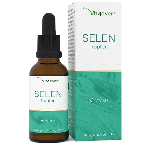 Selen Tropfen - Hochdosiert mit 100 µg pro Tropfen - 50 ml - Premium: Natürliches Natriumselenit - Selenium flüssig - Vegan - Premium Qualität