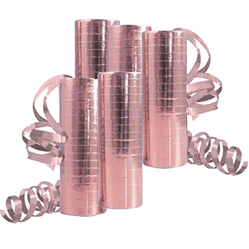 Luftschlangen Metallic Rosegold, Party Deko - 5 Rollen mit 18 Glitzernden Luftschlangen für Geburtstag -5STK-