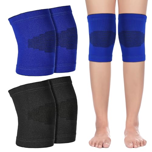 HJZHII 2 Paar Kniebandage Kinder,Knieschoner Handball Kinder,Handball Knieschoner Volleyball Atmungsaktive Elastische Weiche Knieschützer Kniebandagen(Blau)