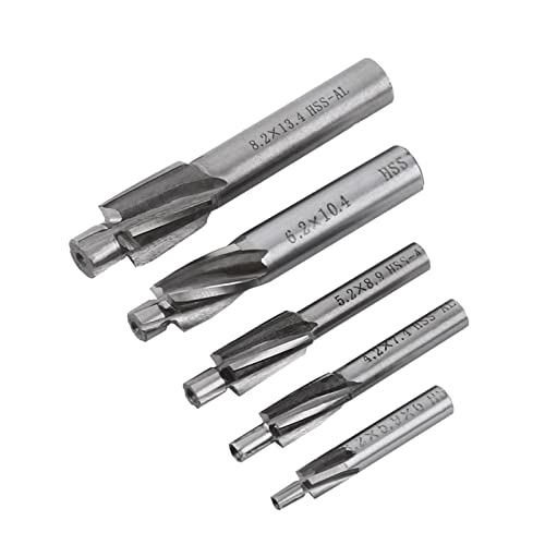 5 Stücke Senker Schaftfräser, HSS-AL M3 M4 M5 M6 M8 4 zapfensenker Flöten Senker Schaftfräser Slot Bohrer zum Fräsen von Kupfer, Aluminium, Stahl, Gusseisen