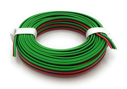BELI-BECO L318/5 Kabel - Kupferlitze 3 x 0,14 mm² (1x18x0,10 mm) - Drillingsleitung - 5 m Ring (Roco-Farben: Rot-Schwarz-Grün)