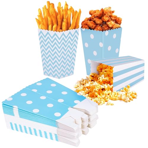 Popcorn-Boxen 36 Stück Popcorn Tüten Pappe Candy Container für Party Snacks Süßigkeiten Popcorn und Geschenke 12 * 7 cm (Blau)