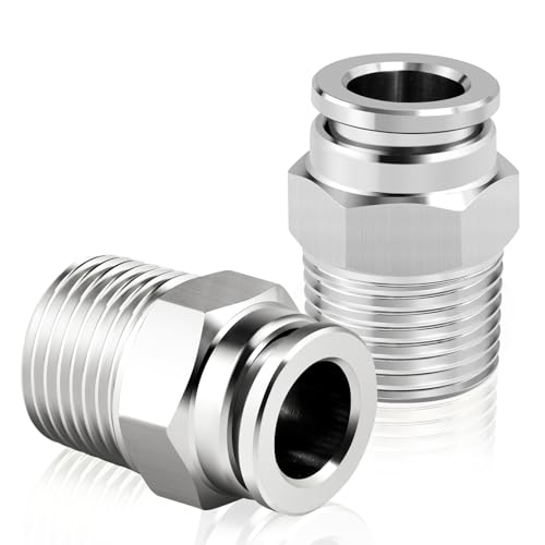 TAILONZ PNEUMATIC 304 Edelstahl männlich gerade 10mm Rohr OD x 3/8 BSP Push to Connect Fittings PC10-03 (Packung mit 2)
