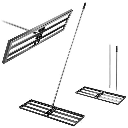 KADAX Rasenrakel 89x29cm mit Stiel, Nivellierrechen für Rasenpflege, Rasenplanierrechen zum Nivellieren von Boden, Rasenplanierer aus Metall, Flächenebner