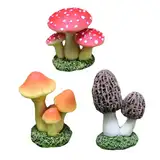 KARELLS Bunte Gartenpilze,Mini-Pilzfiguren Rasen Garten Niedliche Mikro-Dekoration,Mini Pilz Figuren,für Garten Ornamente Pflanztöpfe Bonsai Landschaft Modell Ornamente Dekor DIY,3pcs