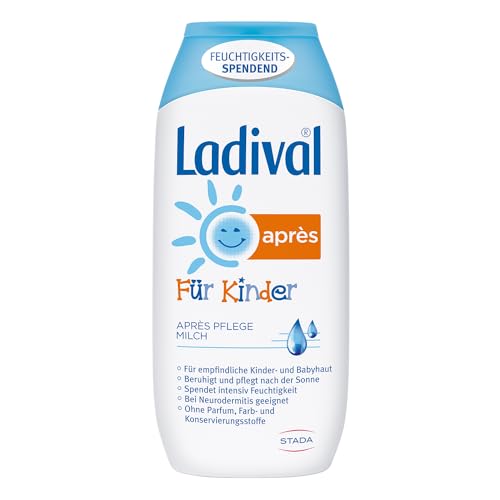 Ladival Kinder Après Lotion – Parfümfreie After Sun Lotion für Kinderhaut – intensiv pflegend und kühlend – ohne Farb- und Konservierungsstoffe – 200 ml