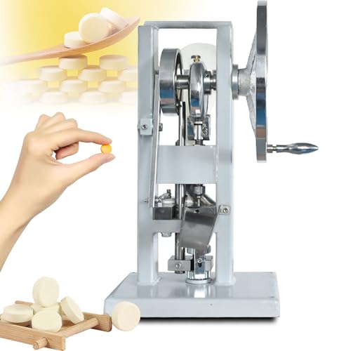 Manuelle Tablettenstanzpresse – 12 mm Tablettenmaschine, 0–2000 Stück/Stunde, verstellbare Dicke 0–6 mm, Heimküchenwerkzeug für Süßigkeiten und Zuckertabletten