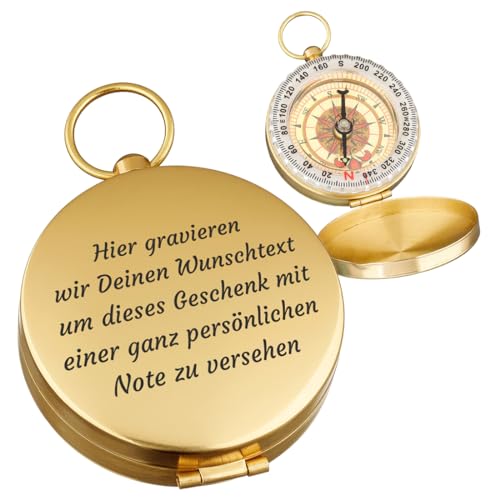 polar-effekt Gold Metall Kompass mit Gravur - Geschenke für Männer - ideal zum Geburtstag und Jubiläum - Outdoor Taschenkompass zum Wandern