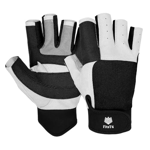 FitsT4 Sports Segelhandschuhe mit ¾-Finger und Idealem Griff für Segeln, Yacht, Segelsport, Paddeln, Kajak, Angeln, Fischen, Dinghy, Schlauchboot, Wassersport mit Booten