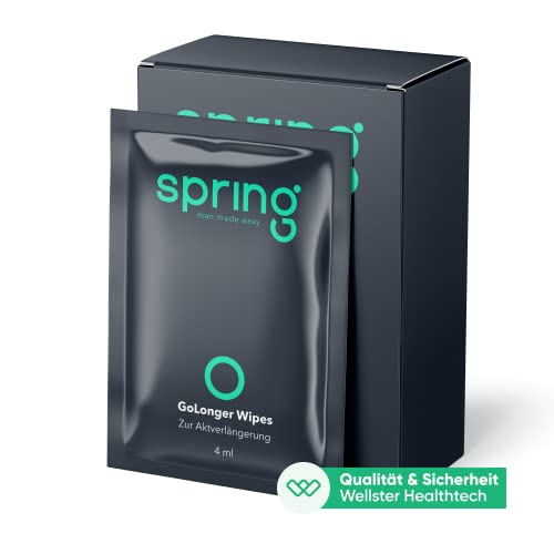 Gospring GoLonger Wipes | Erfolgreiche Orgasmusverzögerung für unterwegs | Samenerguss verzögern und länger beim Sex durchhalten | Inklusive Penispflege für den Mann (10-Stück)