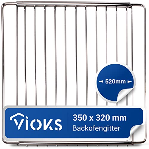 VIOKS Backofen Gitterrost Ausziehbar 350/520mm x 320 mm Grillrost Edelstahl Backofenrost Verstellbar, Gitterrost für Backofen und Herd, Ofen Gitter