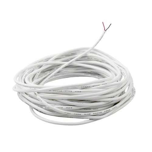 10 Meter Weißes Zweileiterkabel, 2-adriges Rundes PVC Flexible Kabel, Kupferkern Elektrischer Draht, Durchmesser 3MM, Verschleißfest, zum Einbau von Haushaltsgeräten mit Geringem Stromverbrauch