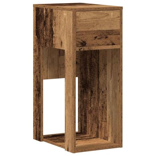 PC Unterschrank mit Schublade, Computer Tower Stand 30x44x74 cm, aus Holzwerkstoff in Altholz-Optik, Schreibtisch Beistellschrank mit offenem Fach, für Büro & Homeoffice