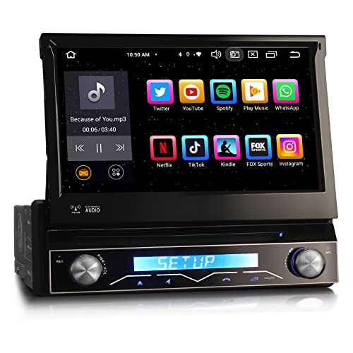 Erisin 7 Zoll 8-Kern Android 13 4GB+64GB Abnehmbar 1Din Universal DVD Autoradio mit GPS Navi HD Touchscreen Integriertes Kabelloses CarPlay Android Auto Bluetooth DSP OBD2 TPMS DVB-T2 DAB+ WiFi USB